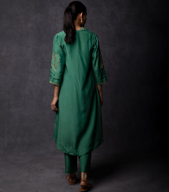 Jade Green Hand Embroidered Suit Set