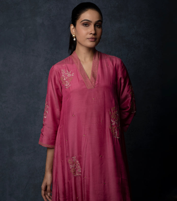 Magenta Hand Embroidered Suit Set