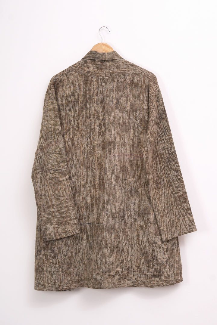 Dark Beige Vintage Cotton Kantha Jacket