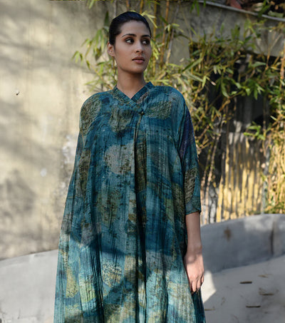 SHIBORI PRINTED EMERALD CHANDERI CHOGA