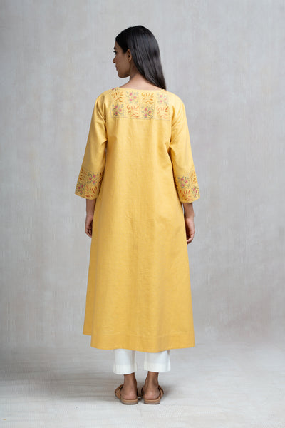 Thread Embroidered Cotton Linen Kurta