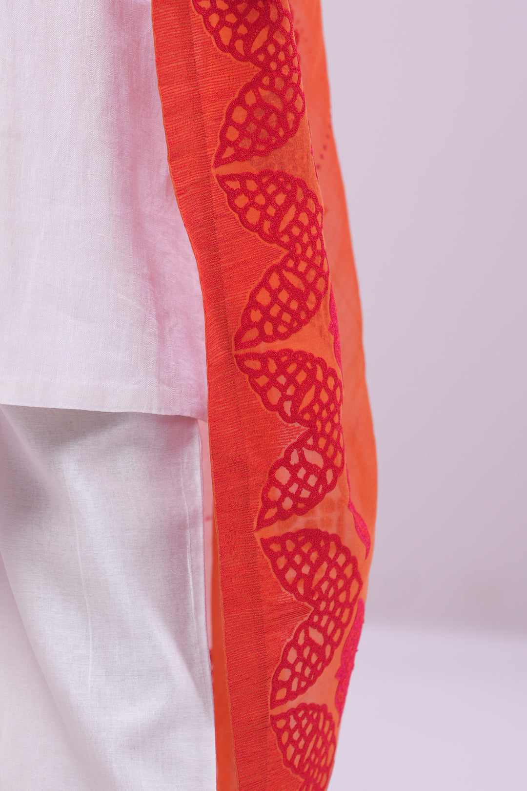 Orange Embroidered Dupatta