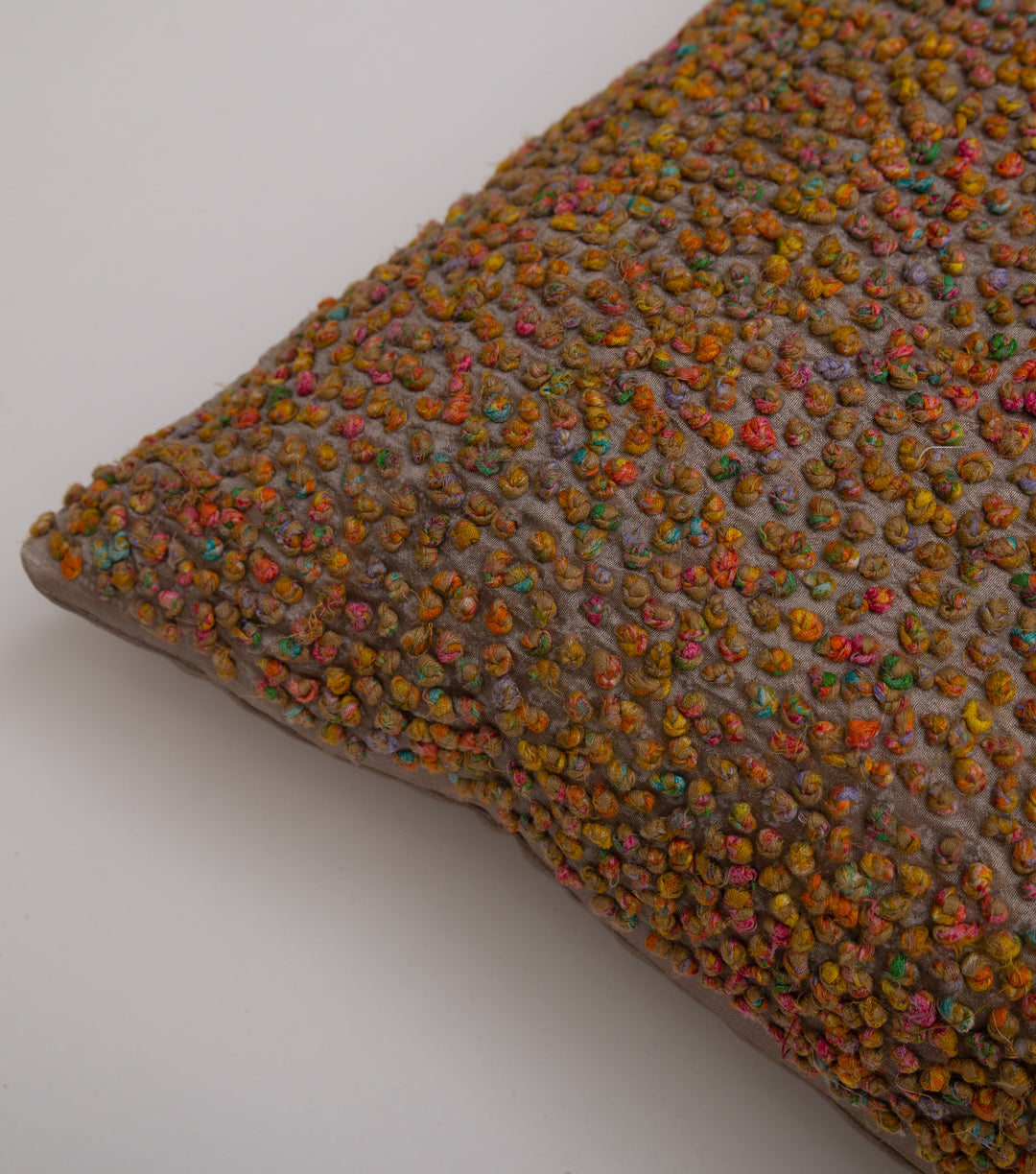 Multi Color French Knot Silk Cushion Cover