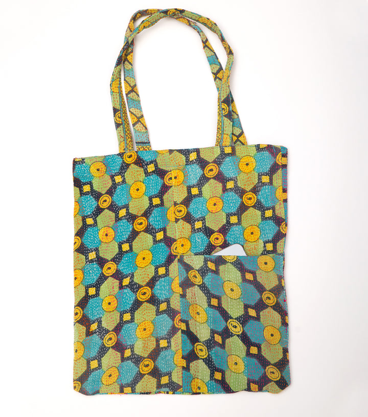 Multi Color Handcrafted Kantha Embroidered Bag