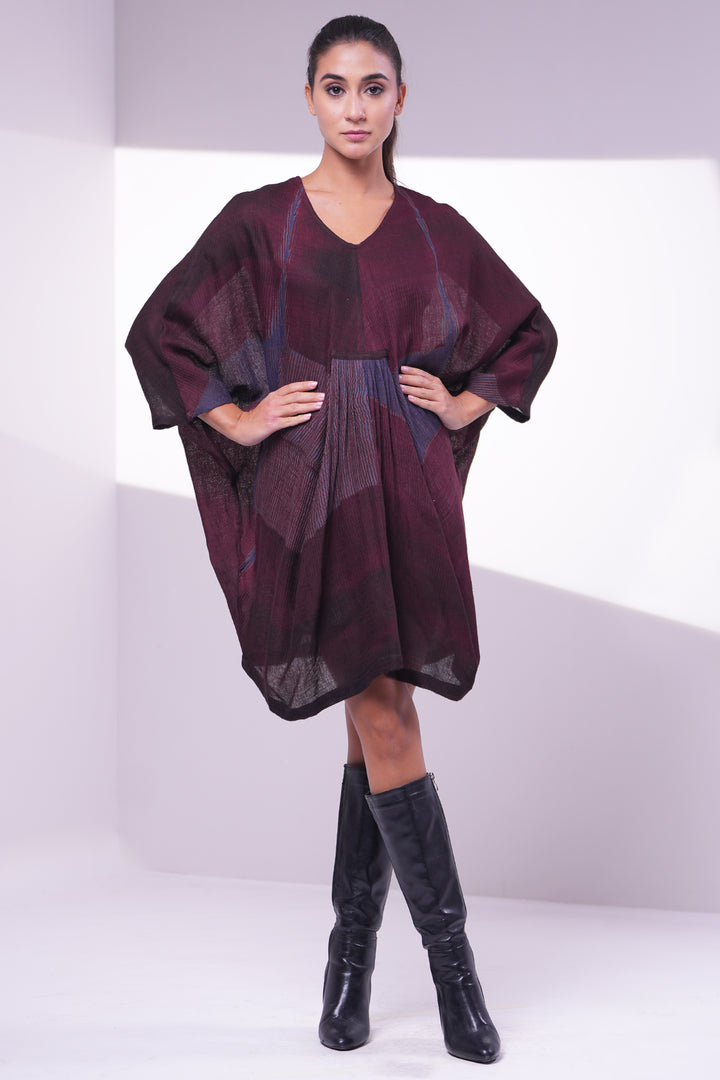 Maroon Shibori Wool Tunic