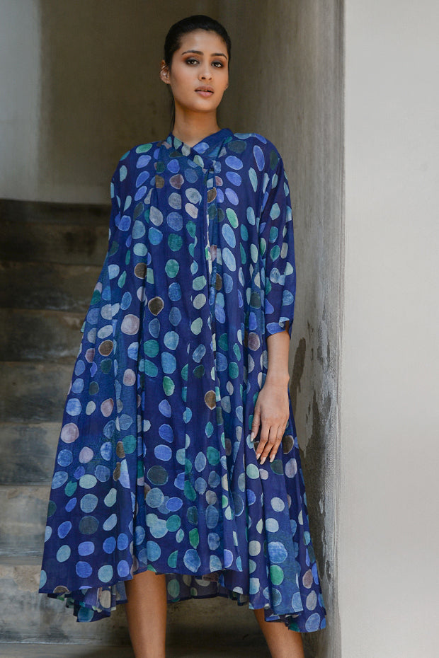 SHIBORI PRINTED PEACOCK CHANDERI CHOGA