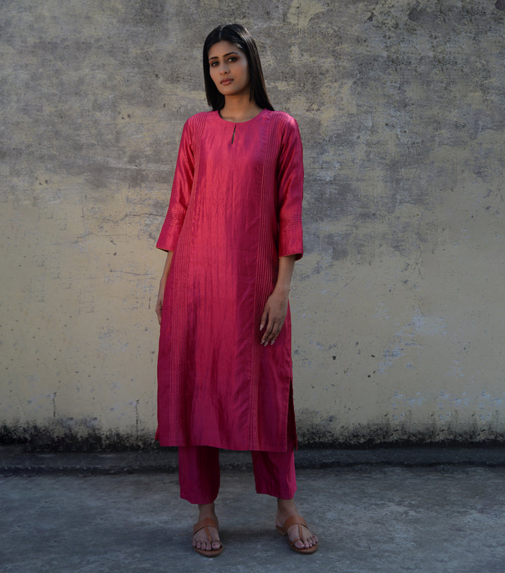 Magenta Silk Suit Set