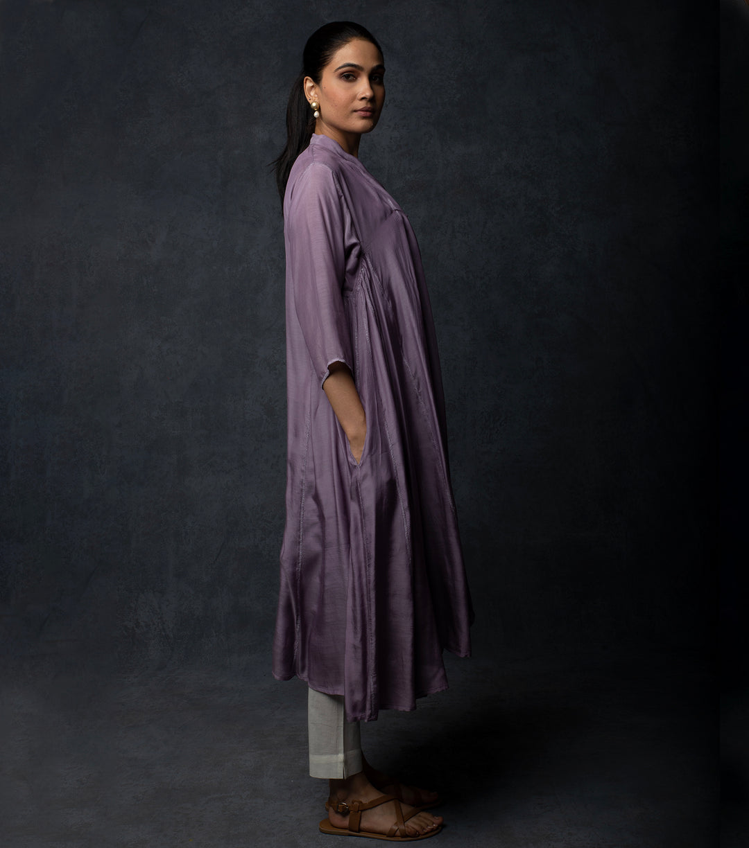 Mauve Muslin Embroidered Choga