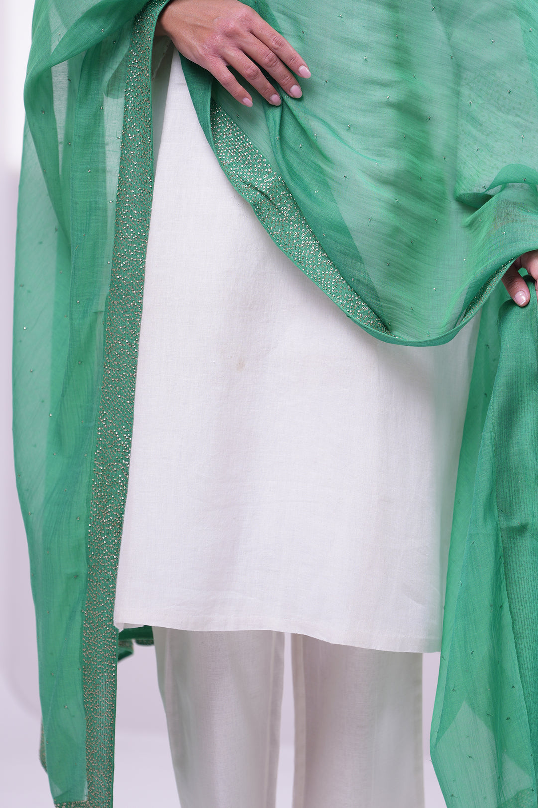 Green Embroidered Dupatta