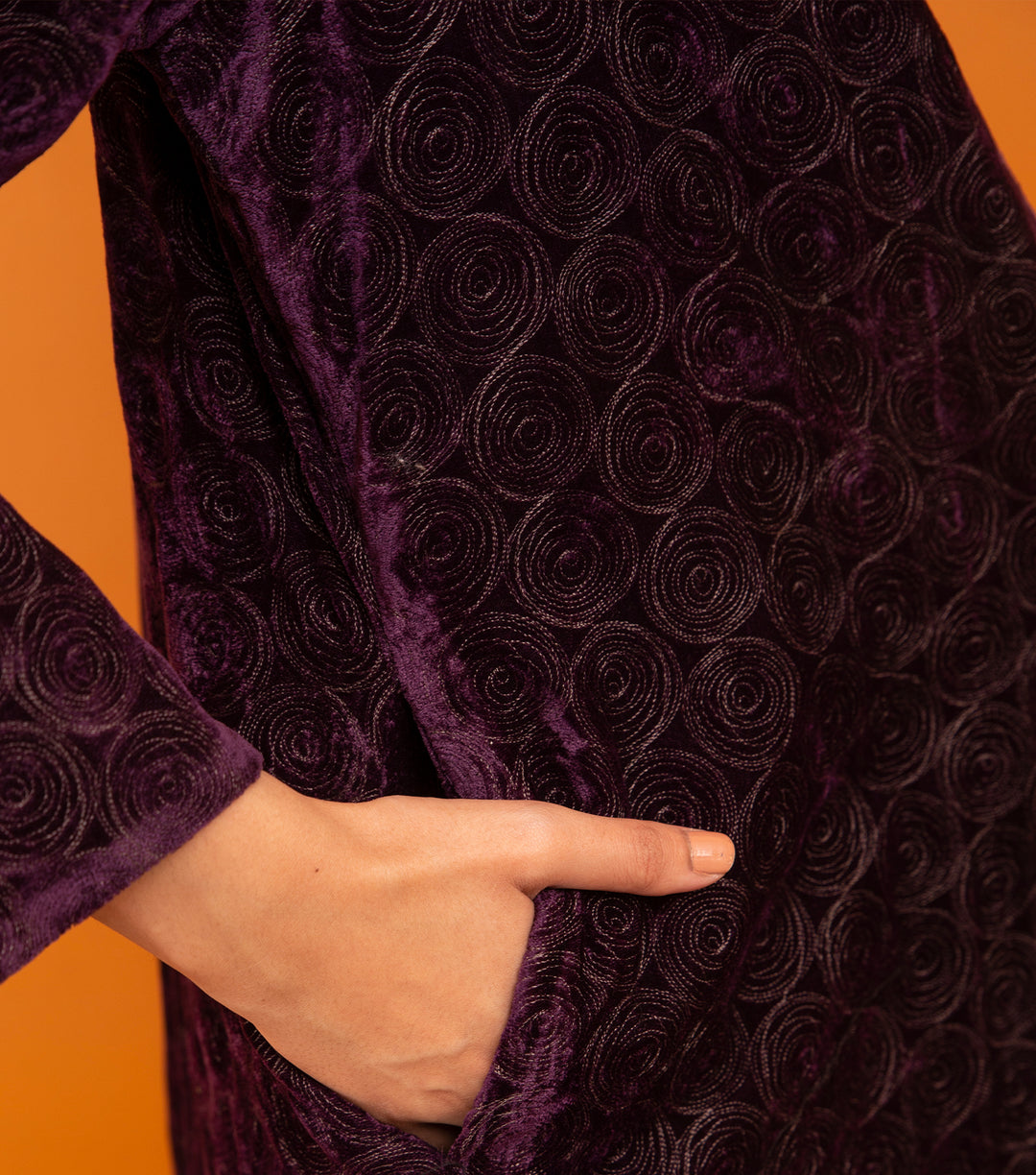 Plum Embroidered Velvet Jacket