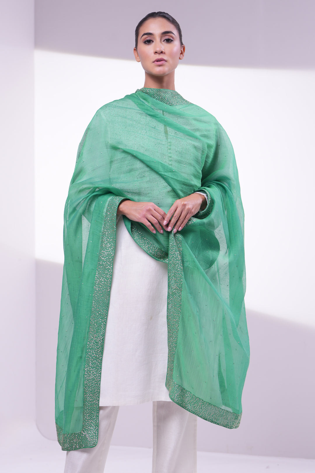 Green Embroidered Dupatta