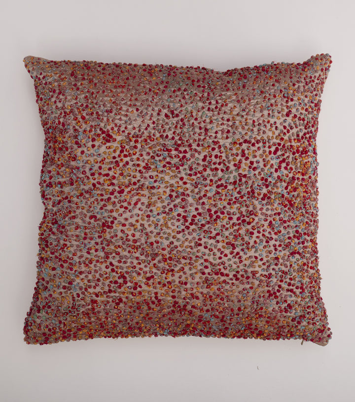 Multi Color French Knot Silk Cushion Cover