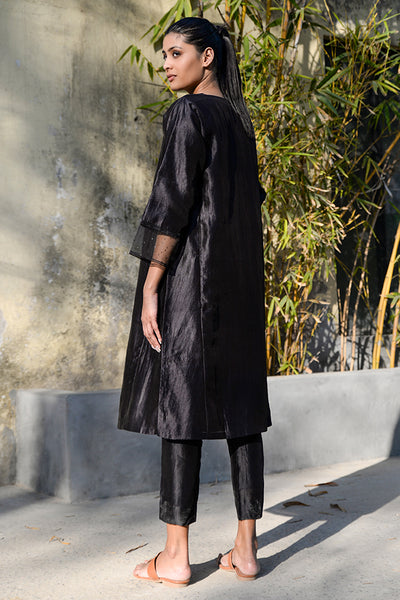 Black Silk Kurta with Pants