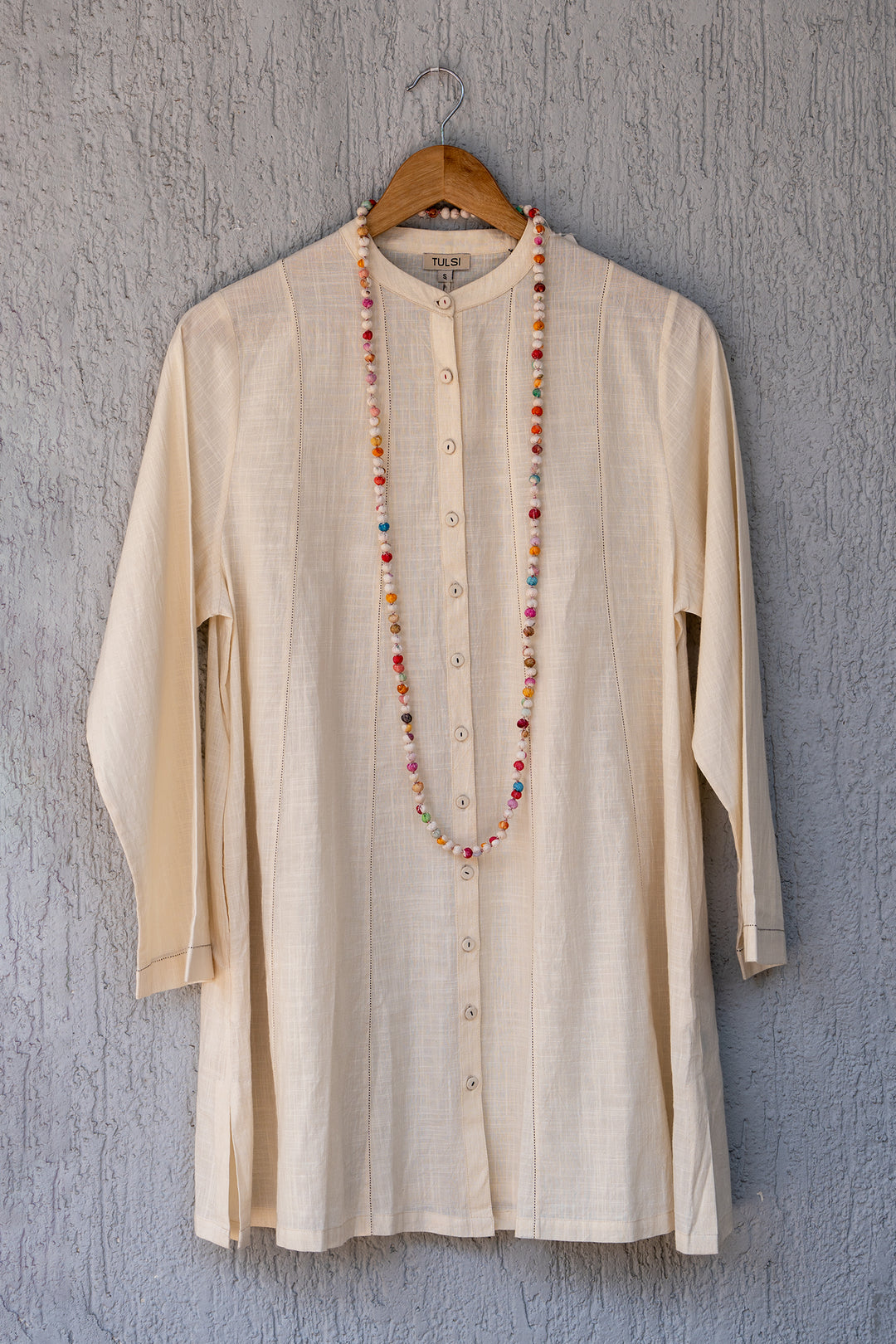 NATURAL COTTON PANELLED TUNIC