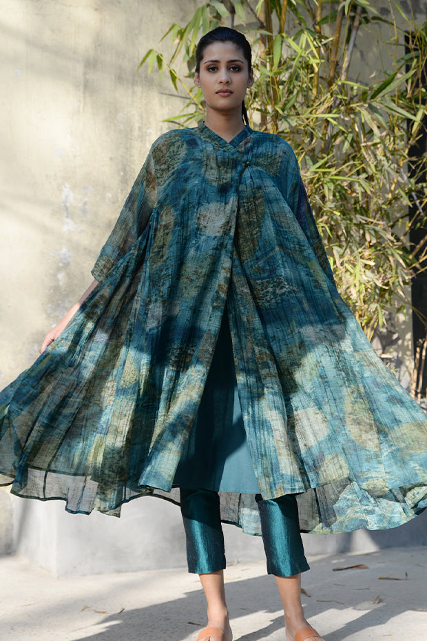 SHIBORI PRINTED EMERALD CHANDERI CHOGA