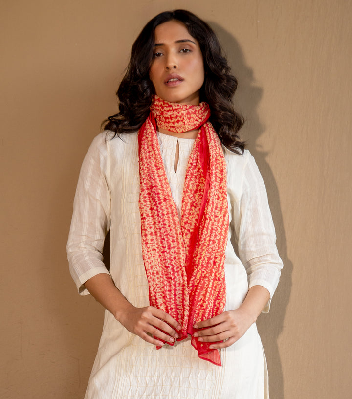 Orange Shibori Chanderi Scarf