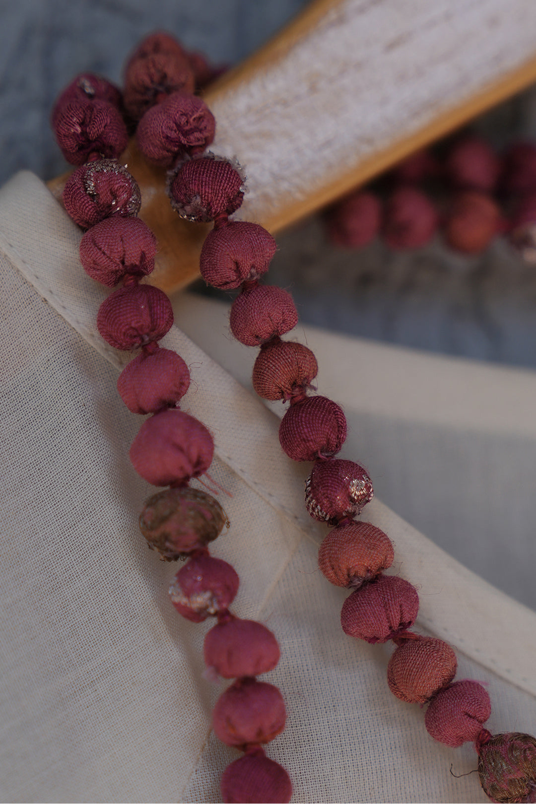 Pink Chanderi Beaded Necklace