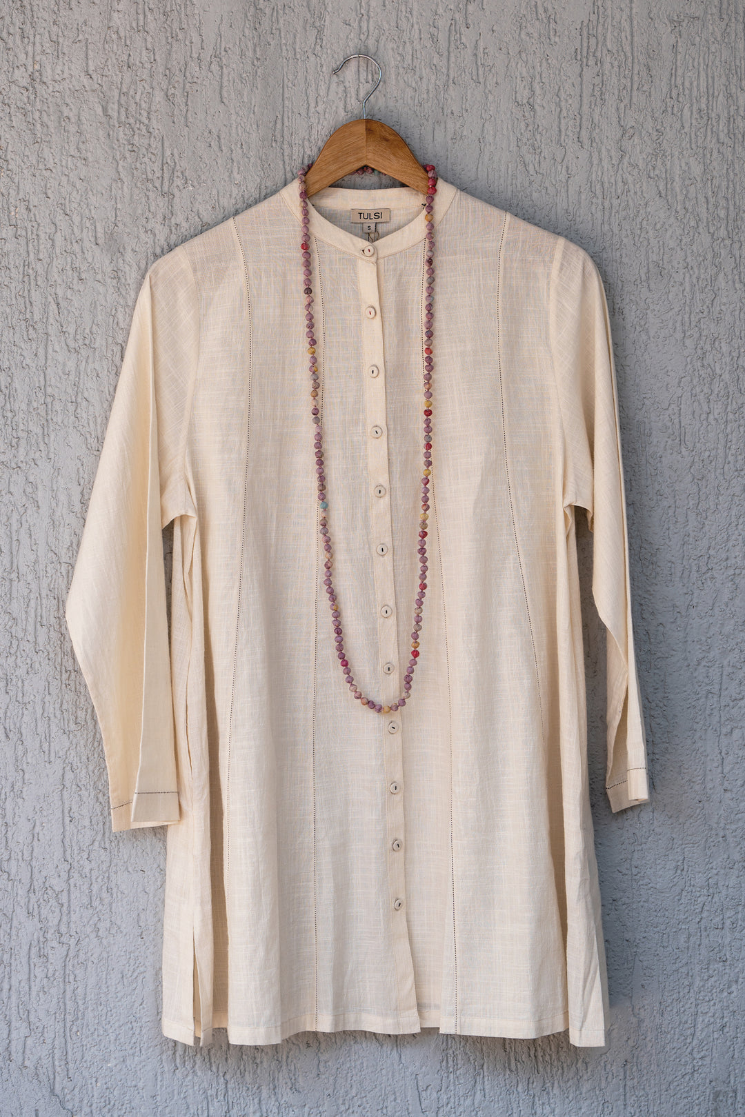 Mauve Chanderi Beaded Necklace