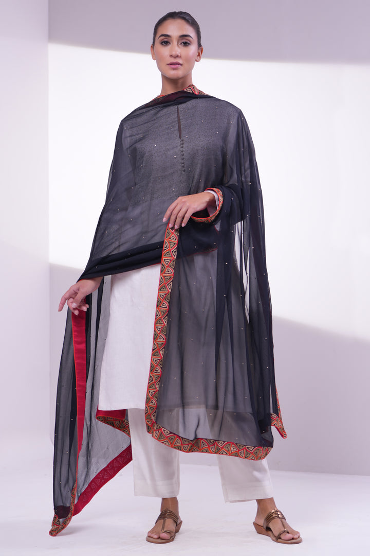 Black Embroidered Dupatta