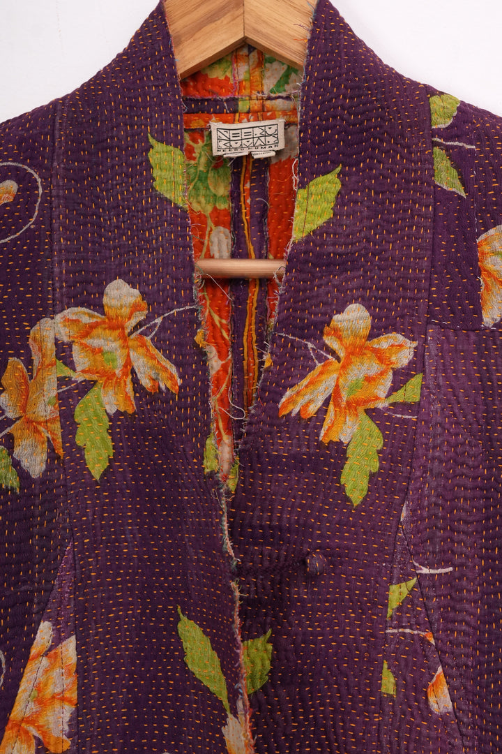 Purple Vintage Cotton Kantha Jacket