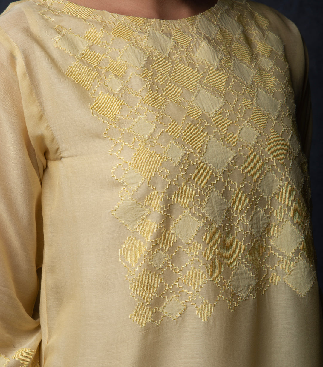 Light Yellow Patchwork Muslin Tunic