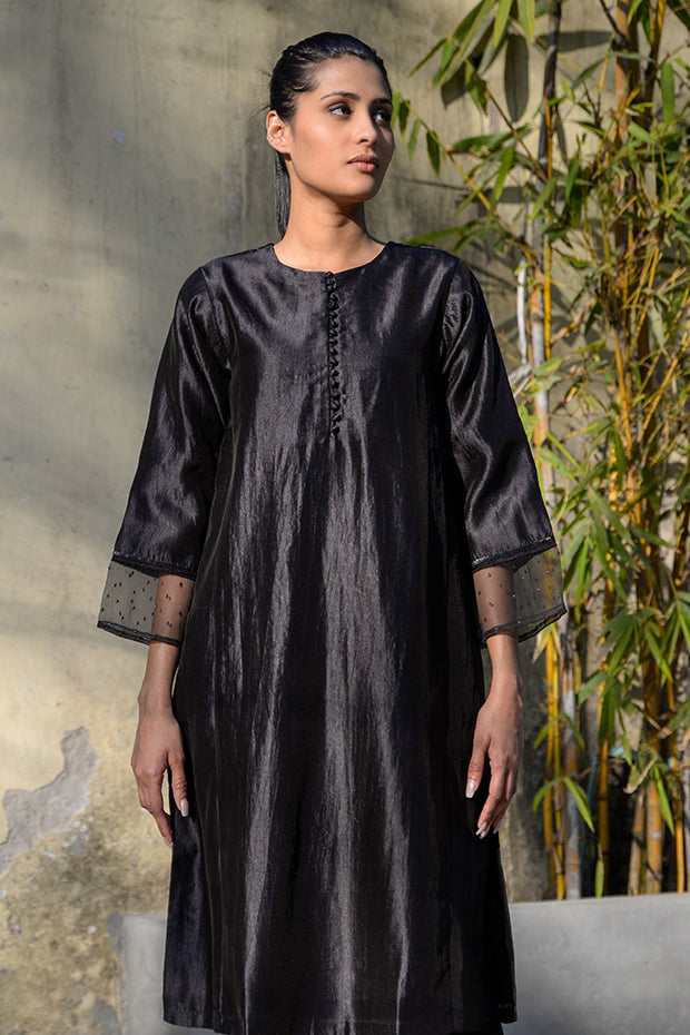 Black Silk Kurta with Pants