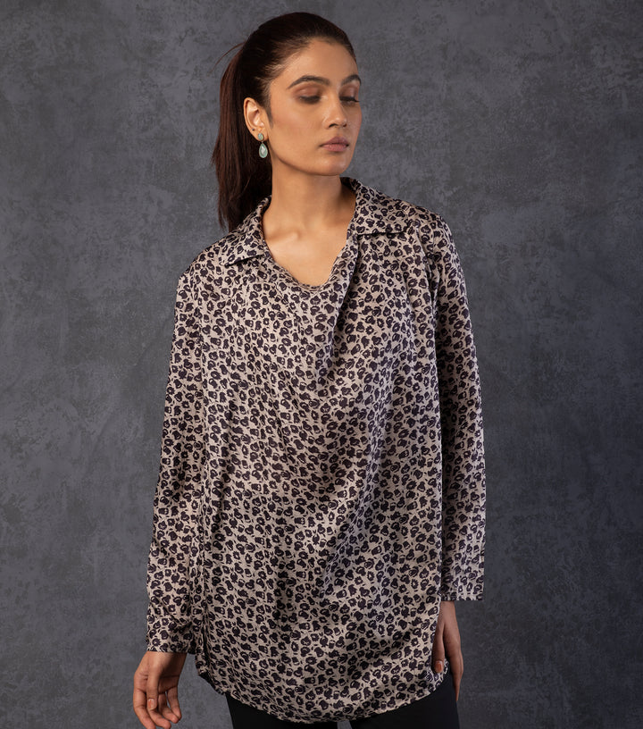 Black Printed Silk Tunic