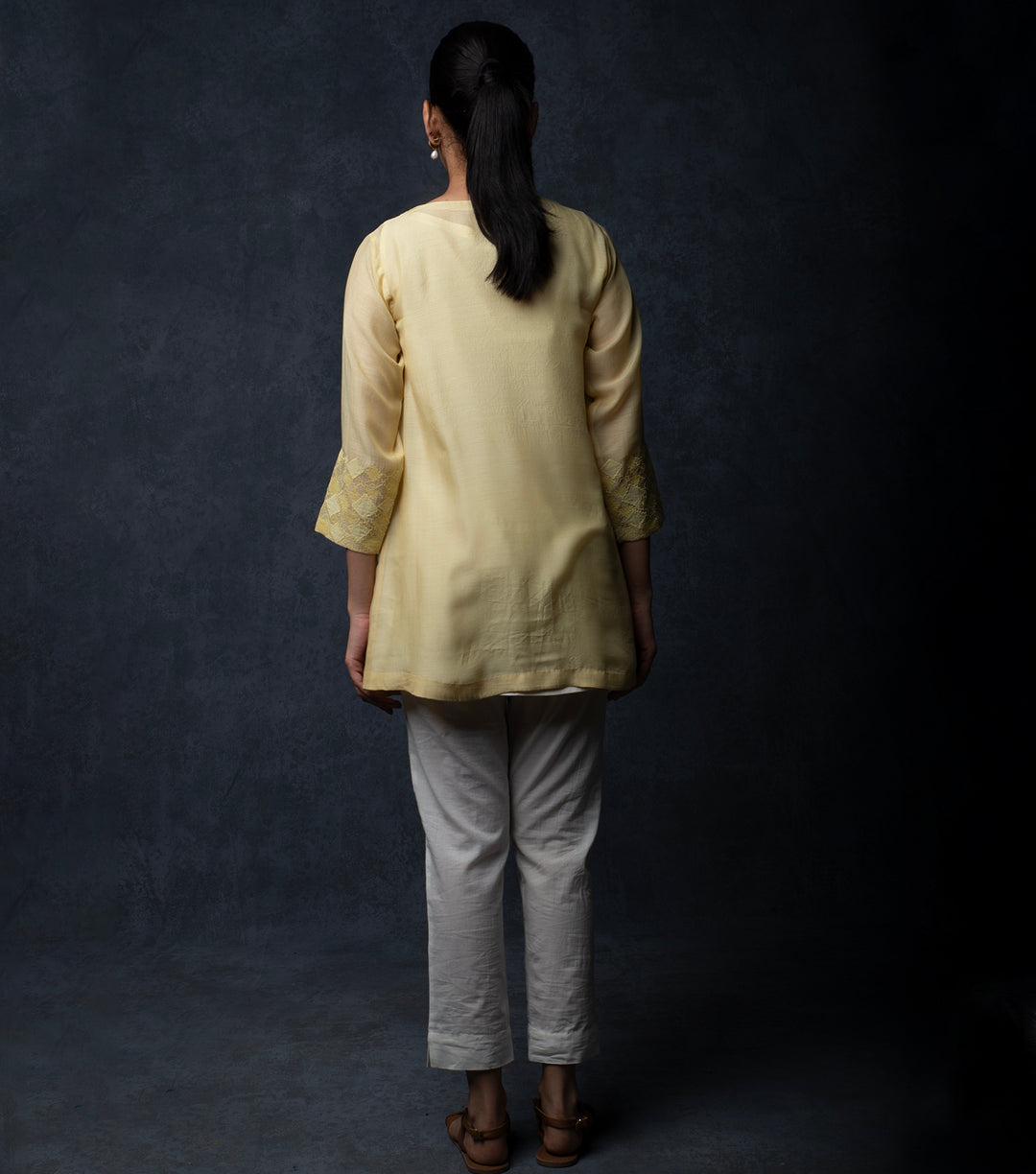 Light Yellow Patchwork Muslin Tunic