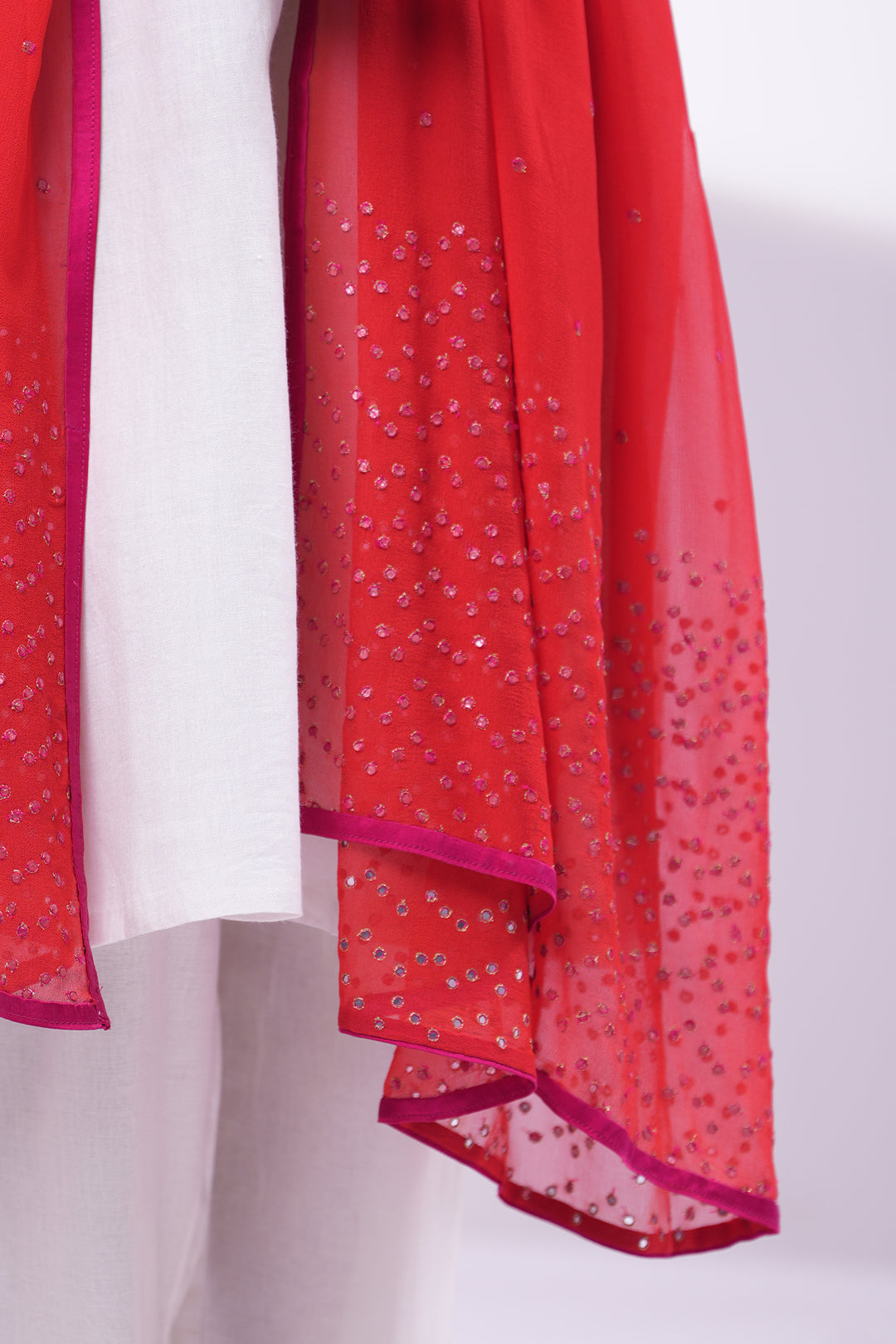 Red Embroidered Dupatta