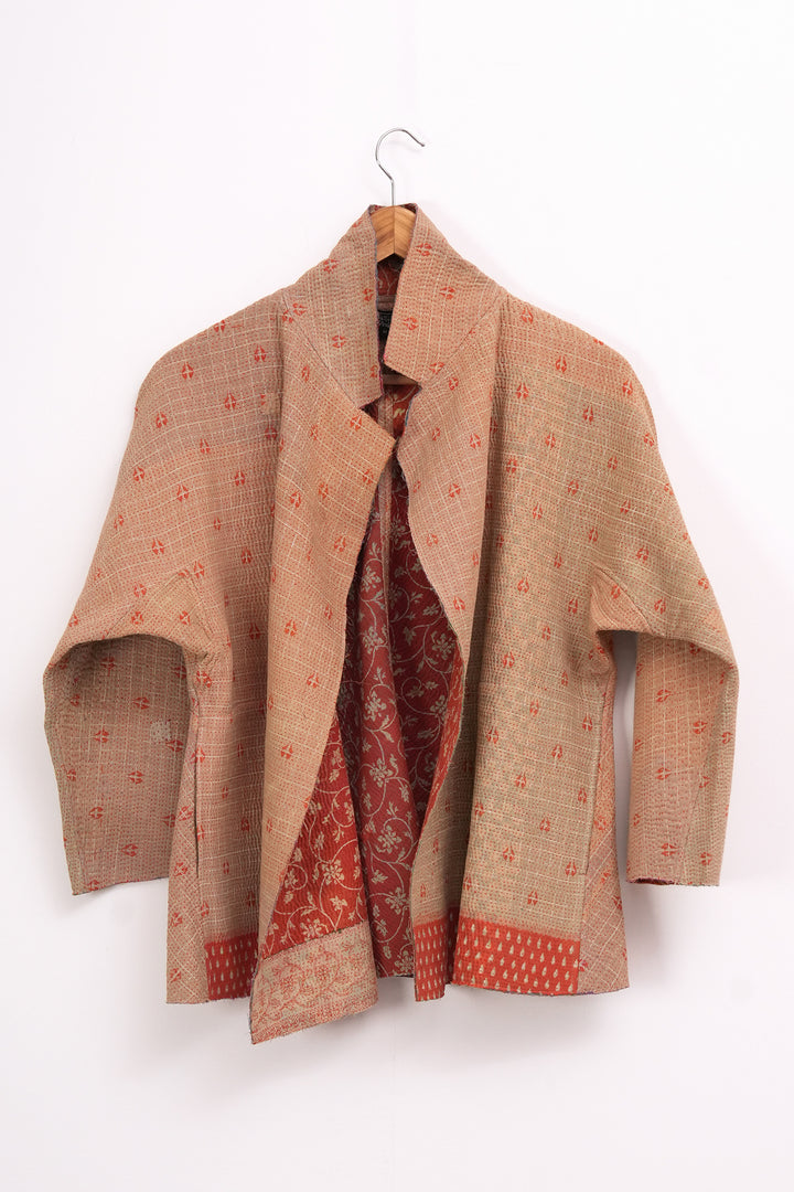 Beige Vintage Cotton Kantha Jacket