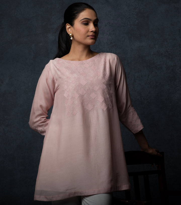 Light pink Patchwork Muslin Tunic