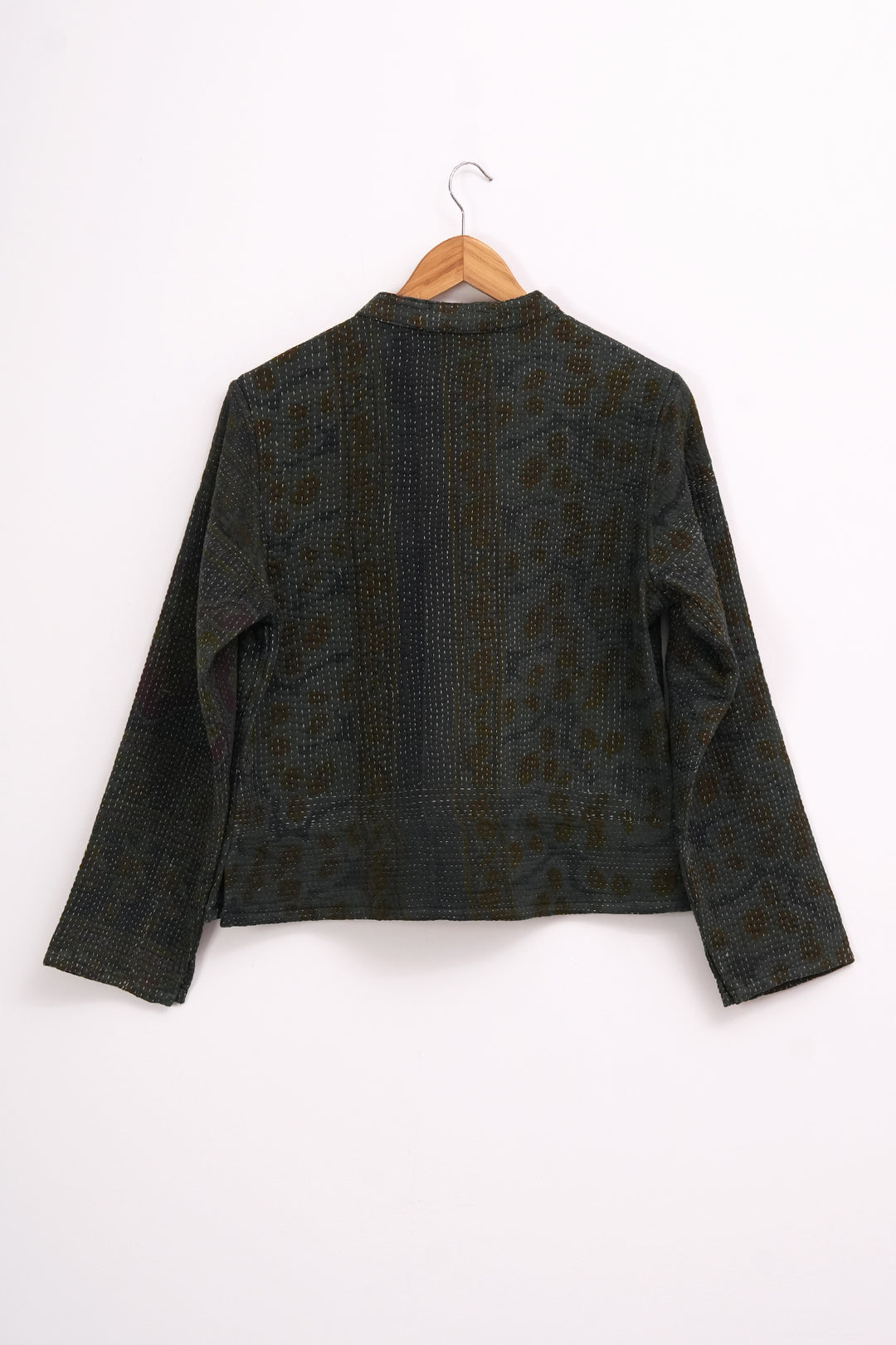 Olive Green Vintage Cotton Kantha Jacket