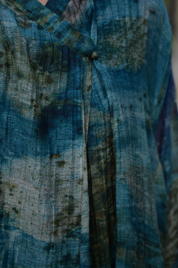 SHIBORI PRINTED EMERALD CHANDERI CHOGA