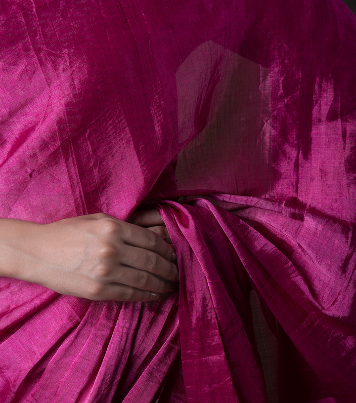 Magenta Solid Tissue Saree