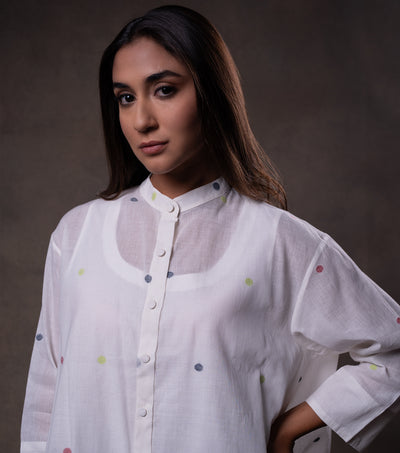 White Cotton Jamdani Shirt