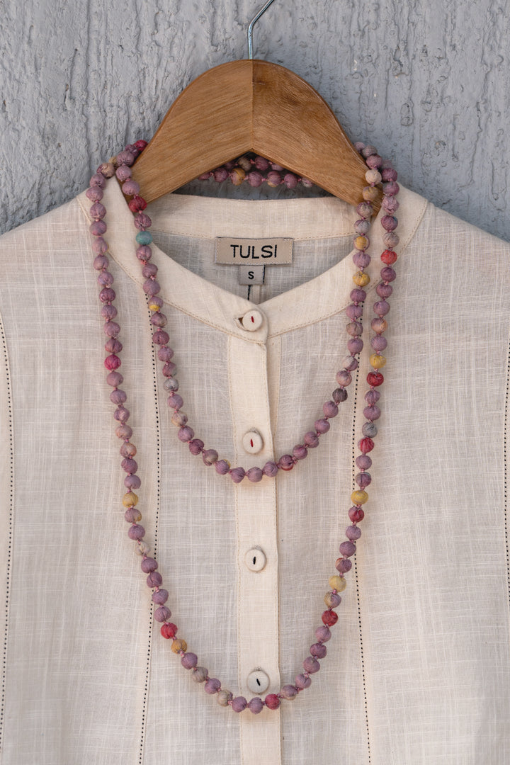 Mauve Chanderi Beaded Necklace