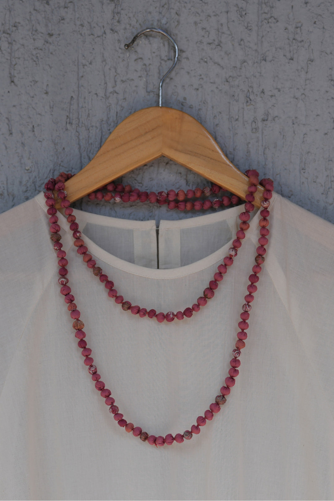 Pink Chanderi Beaded Necklace