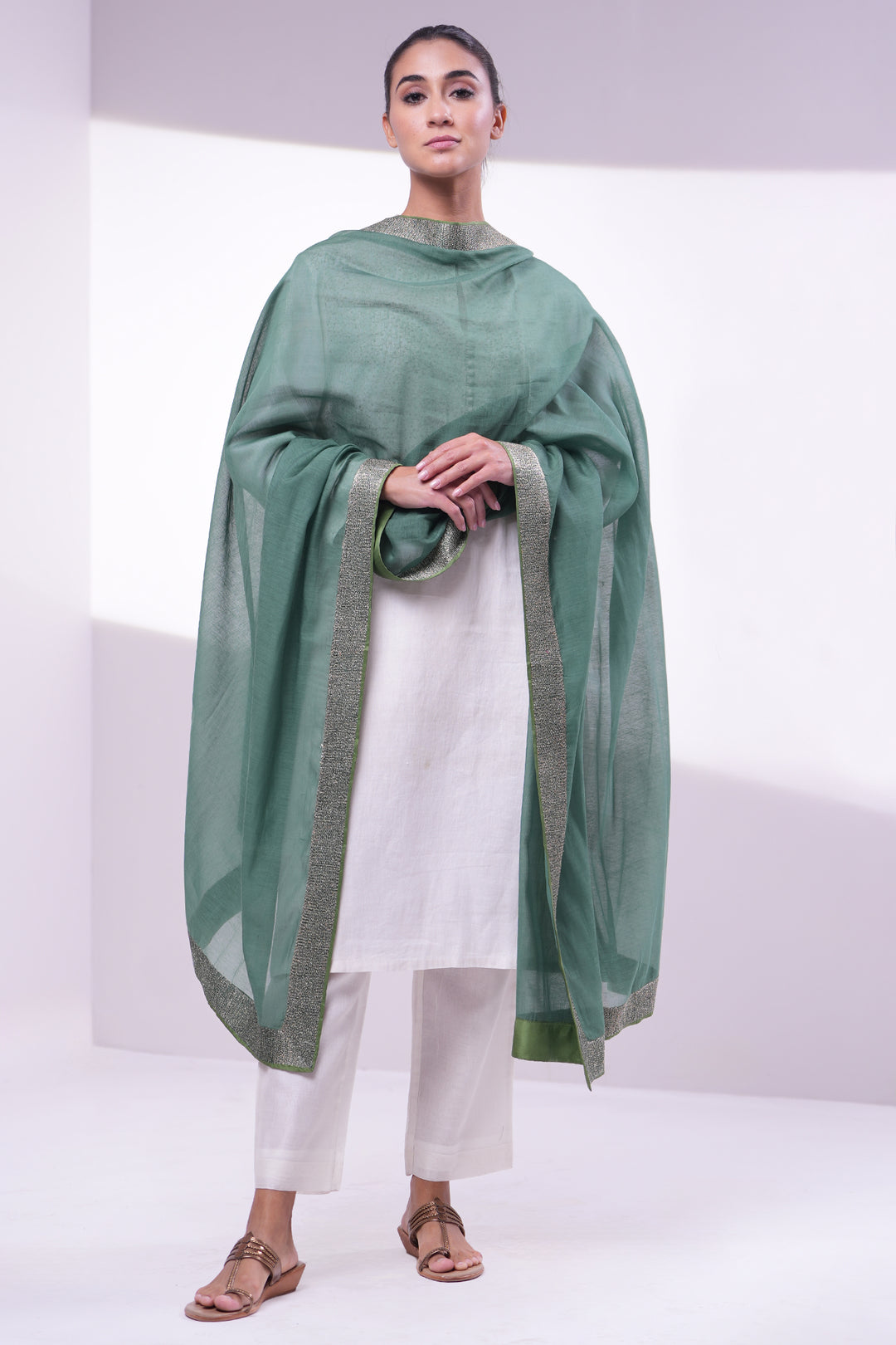 Green Embroidered Dupatta