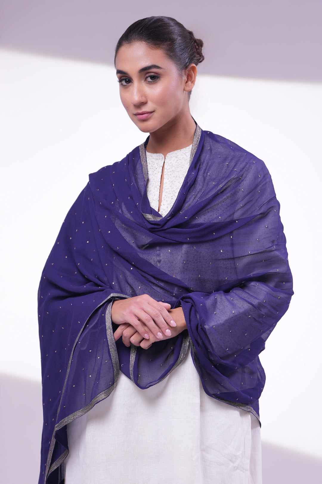 Purple Embroidered Dupatta