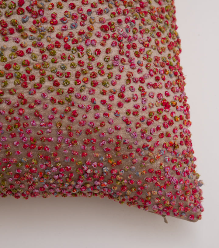 Multi Color French Knot Silk Cushion Cover