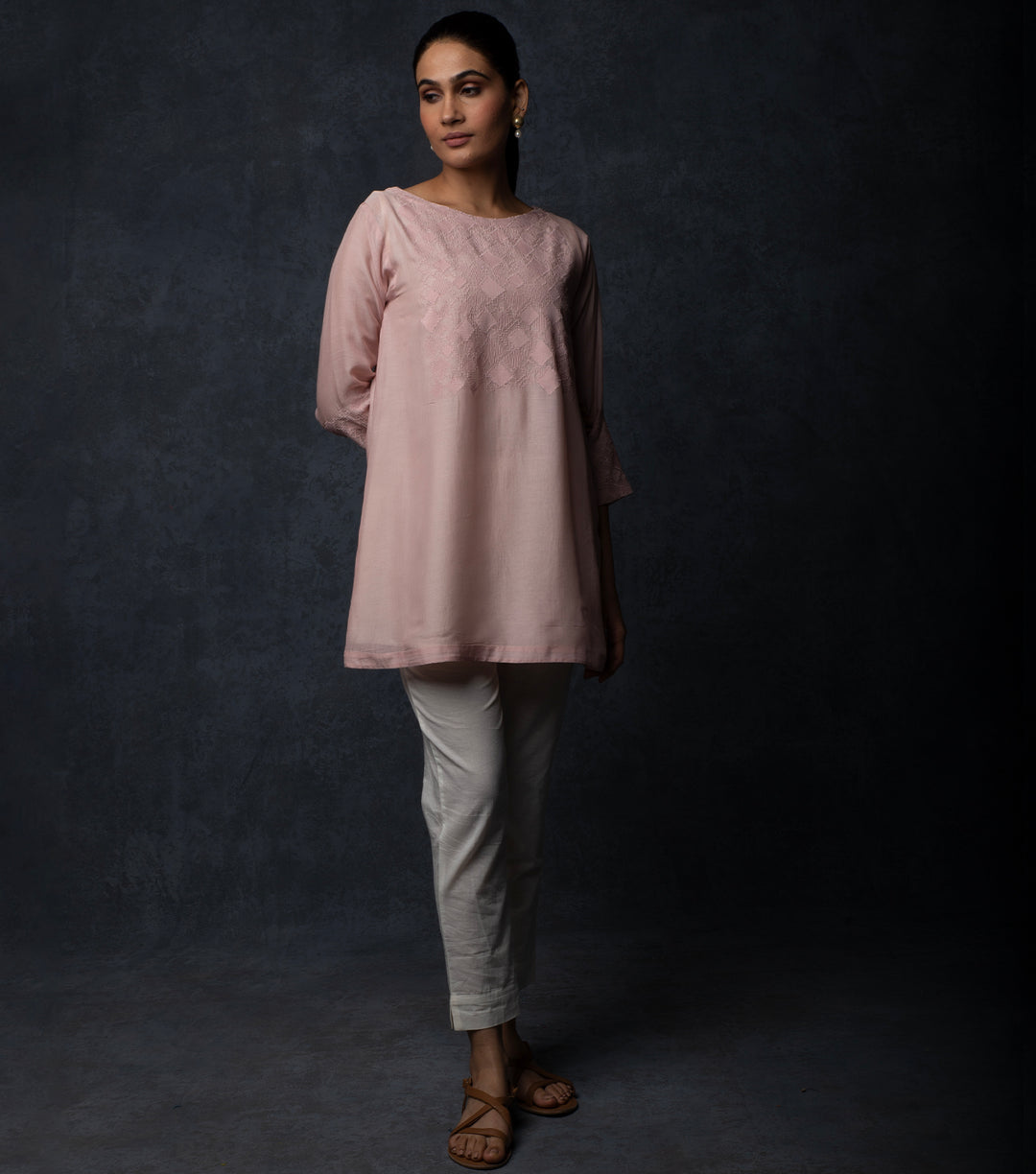 Light pink Patchwork Muslin Tunic