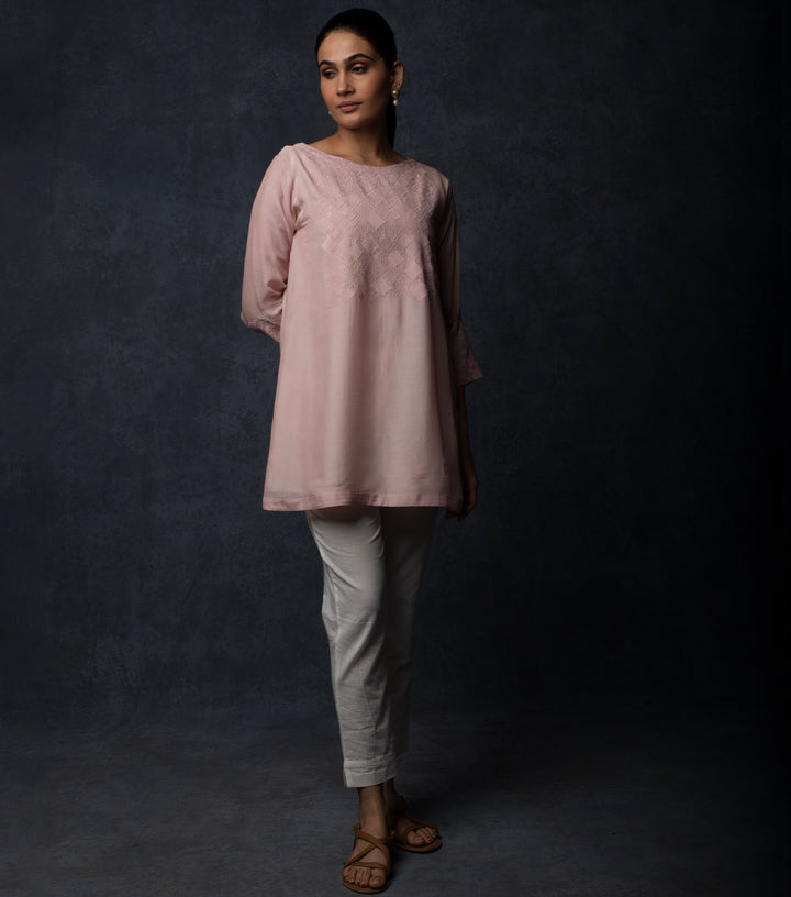 Light pink Patchwork Muslin Tunic