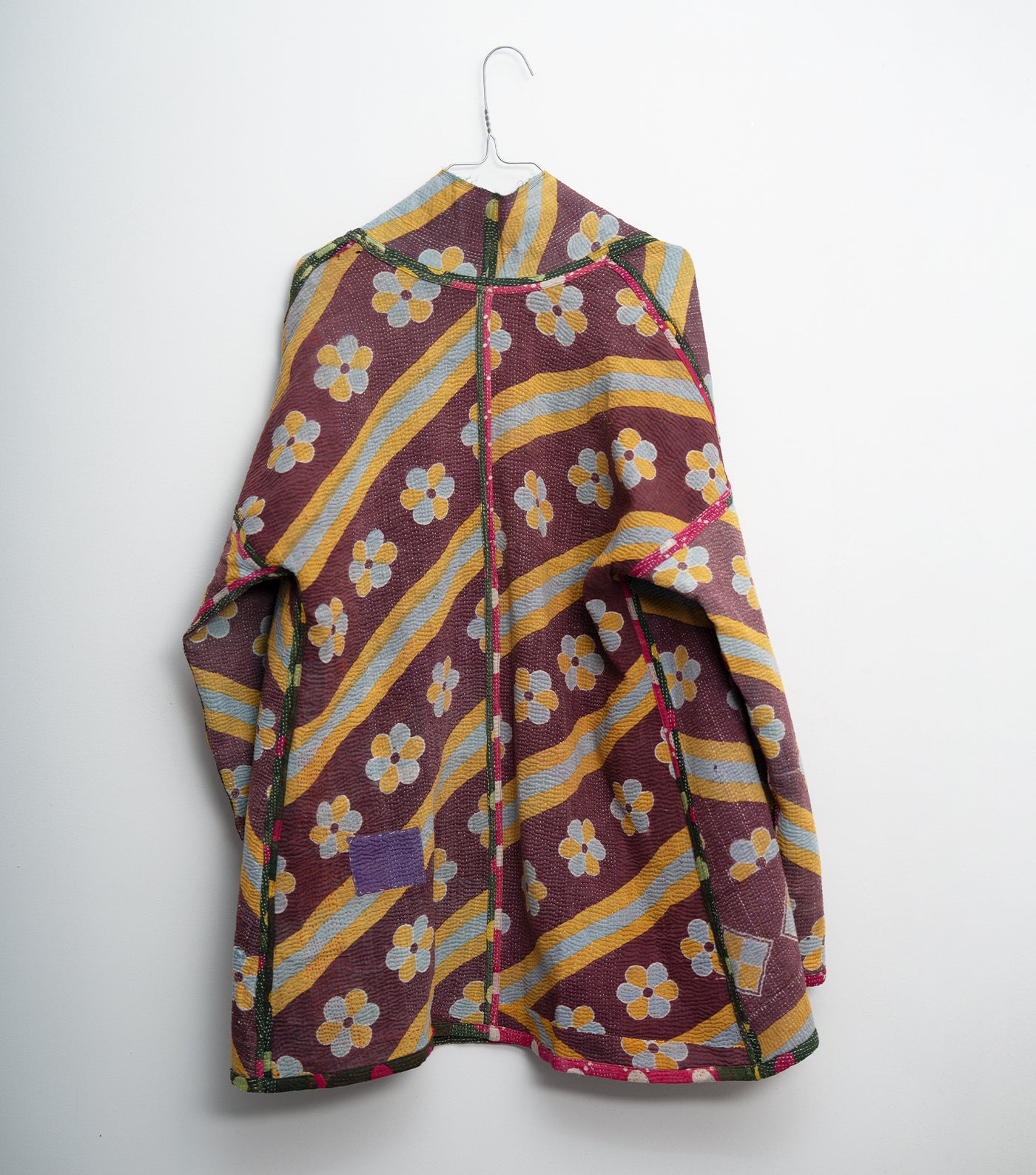 Green Vintage Cotton Kantha Reversible Jacket