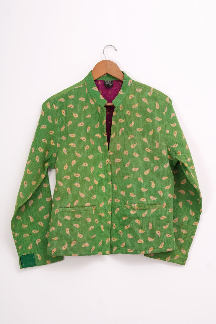 Green Vintage Cotton Kantha Jacket