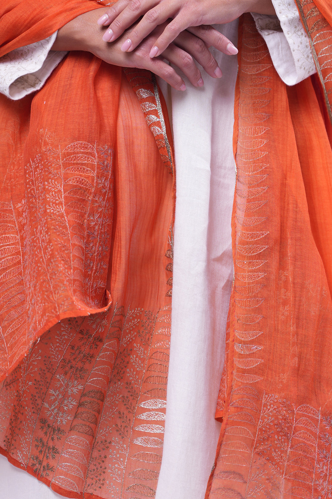 Orange Embroidered Dupatta