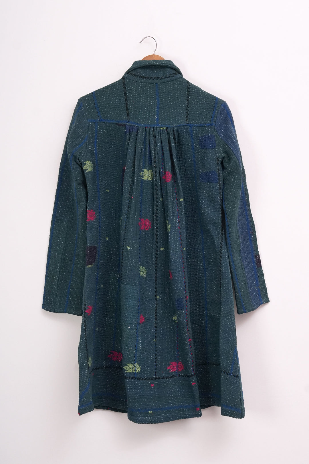 Teal Blue Vintage Cotton Kantha Jacket