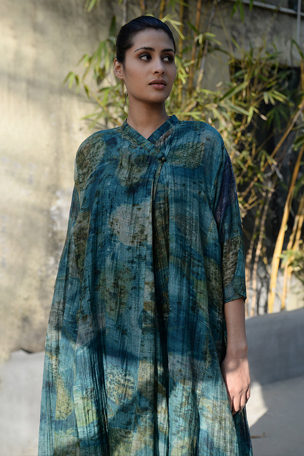 SHIBORI PRINTED EMERALD CHANDERI CHOGA