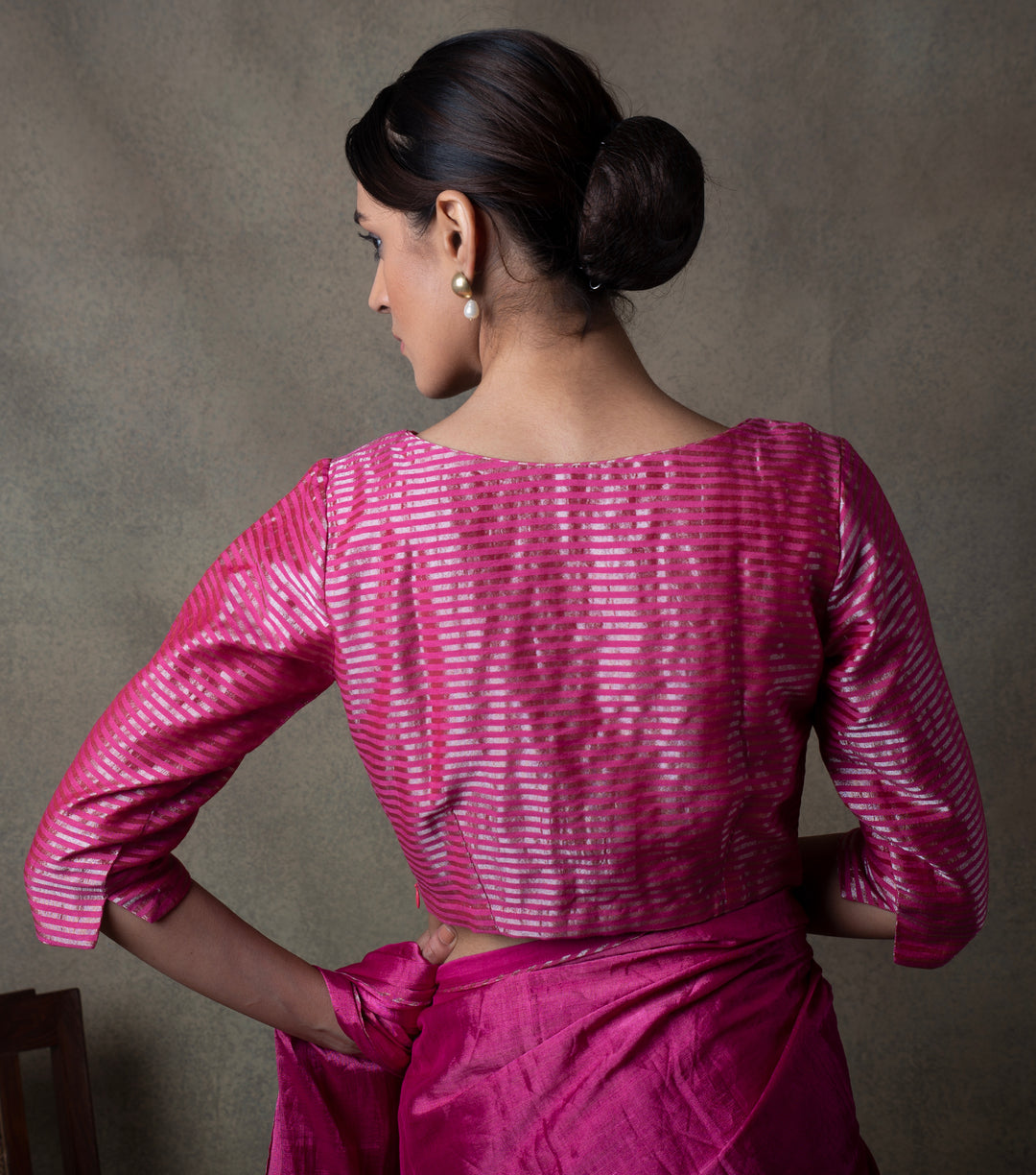 Magenta Silver Striped Tissue Blouse