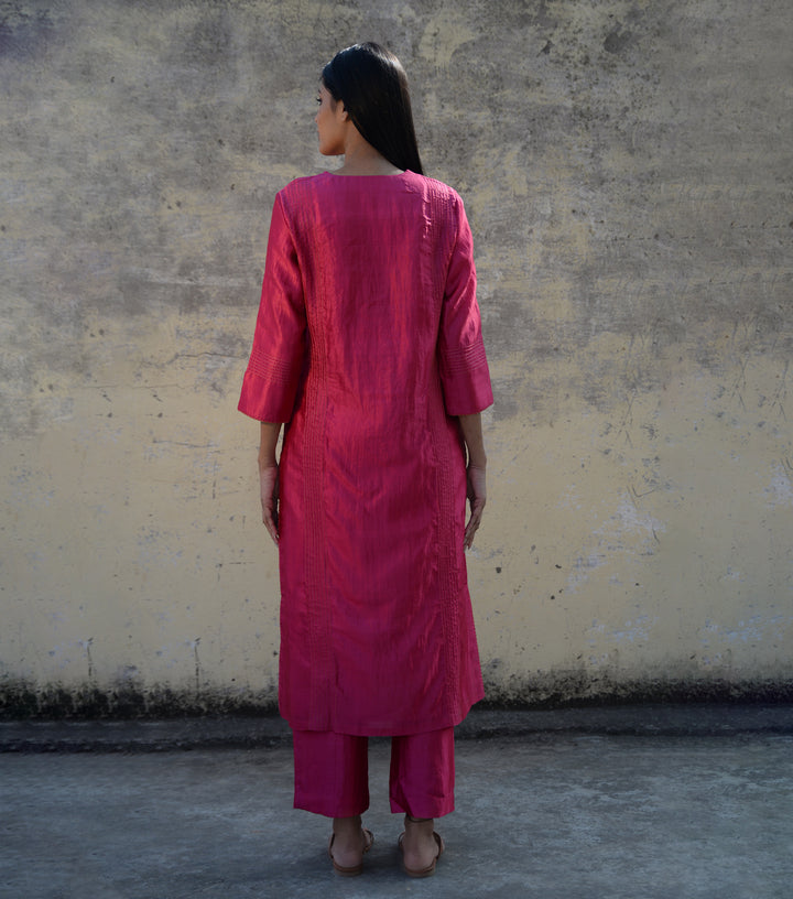 Magenta Silk Suit Set