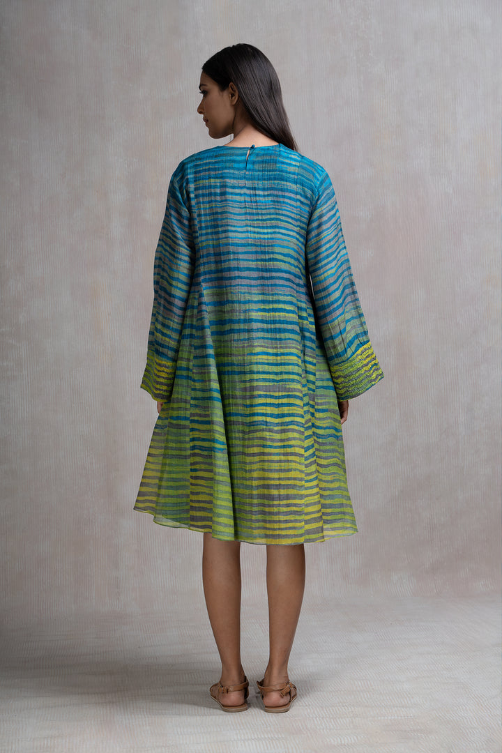 Soft Chanderi Shibori Stripes Summer Dress